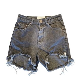 One Teaspoon High Waist Bonitas Faded Black Button Fly Cutoff Shorts